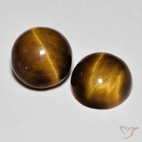 8.56 ctw Brown Tiger's Eye Stones, Natural Tiger's Eye in Round Cabochon Shape for Sale
