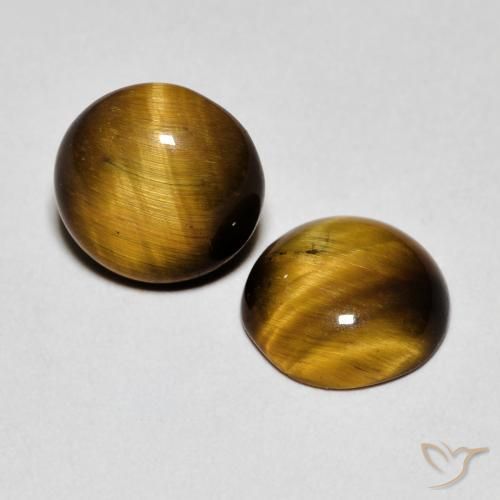 2.82 ctw Brown Tiger's Eye Stones, Natural Tiger's Eye in Round Cabochon Shape for Sale