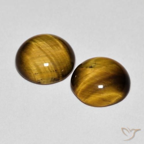 Tiger's Eye Gemstones in 8 mm (calibrated) Size for Sale, Tiger's Eye Stones in Medium Brown Color