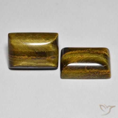 16.48 ctw Brown Tiger's Eye Stones, Natural Tiger's Eye in Baguette Cabochon Shape for Sale