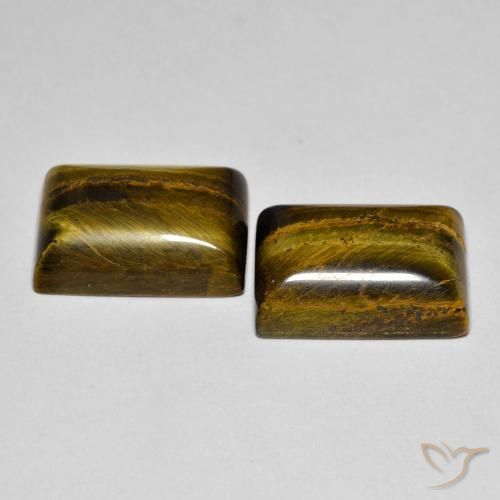 Tiger's Eye Gemstones in 14.3 x 10.4 mm Size for Sale, Tiger's Eye Stones in Medium Light-Brown Color