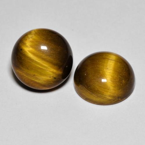 7.99 ctw Brown Tiger's Eye Stones, Natural Tiger's Eye in Round Cabochon Shape for Sale