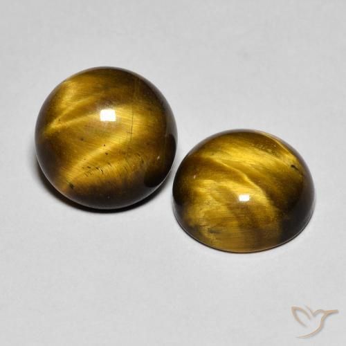 7.60 ctw Brown Tiger's Eye Stones, Natural Tiger's Eye in Round Cabochon Shape for Sale