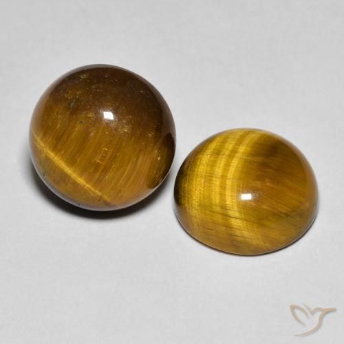 8.41 ctw Brown Tiger's Eye Stones, Natural Tiger's Eye in Round Cabochon Shape for Sale
