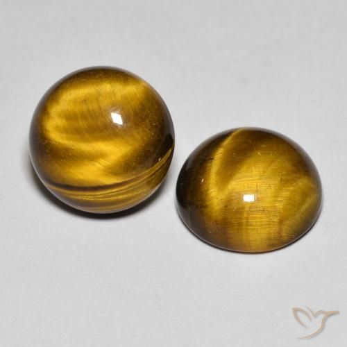 7.56 ctw Brown Tiger's Eye Stones, Natural Tiger's Eye in Round Cabochon Shape for Sale