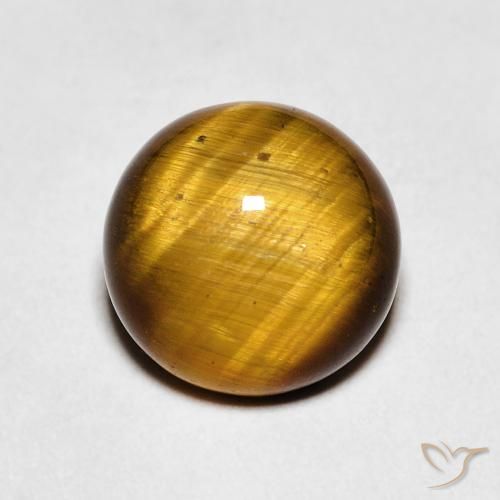 2.27 ct Brown Tiger's Eye Gemstone, Tiger's Eye Gem in Round Cabochon Shape for Sale.