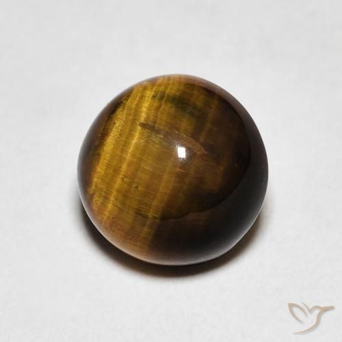2.18 ct Brown Tiger's Eye Stone, Natural Tiger's Eye in Round Cabochon Shape for Sale