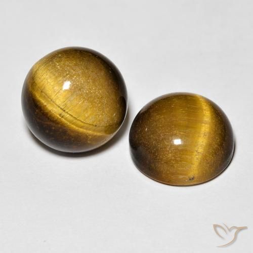 8.38 ctw Brown Tiger's Eye Stones, Natural Tiger's Eye in Round Cabochon Shape for Sale
