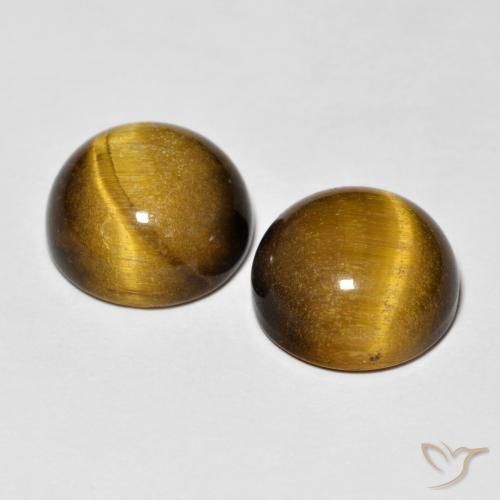 Tiger's Eye Gemstones in 10 mm (calibrated) Size for Sale, Tiger's Eye Stones in Yellowish Brown Color