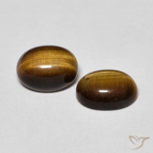 2.62 ctw Brown Tiger's Eye Stones, Natural Tiger's Eye in Oval Cabochon Shape for Sale