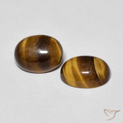 2.69 ctw Brown Tiger's Eye Stones, Natural Tiger's Eye in Oval Cabochon Shape for Sale
