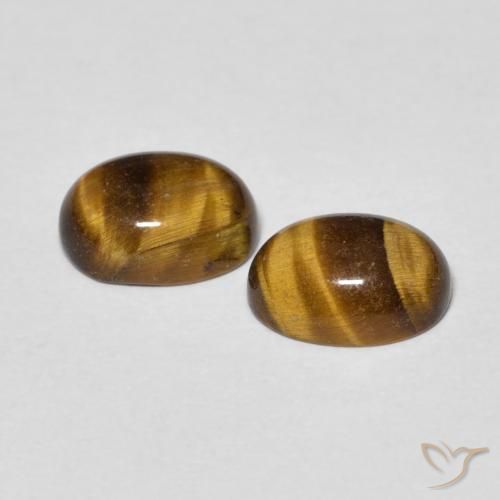 Tiger's Eye Gemstones in 8 x 6 mm (calibrated) Size for Sale, Tiger's Eye Stones in Golden Brown Color