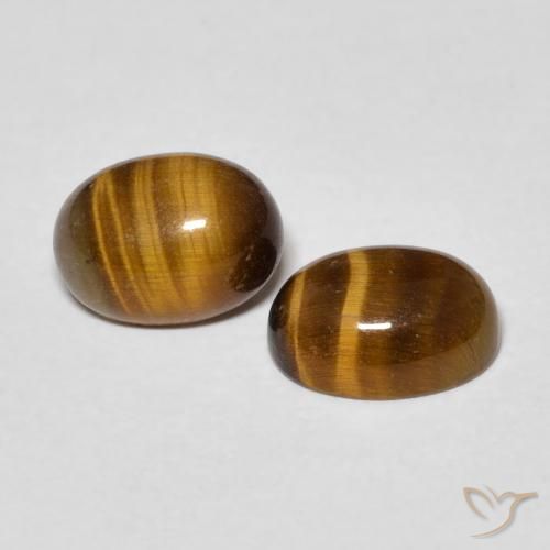 2.73 ctw Brown Tiger's Eye Stones, Natural Tiger's Eye in Oval Cabochon Shape for Sale