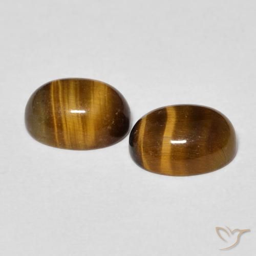 Tiger's Eye Gemstones in 8 x 6 mm (calibrated) Size for Sale, Tiger's Eye Stones in Warm Brown Color