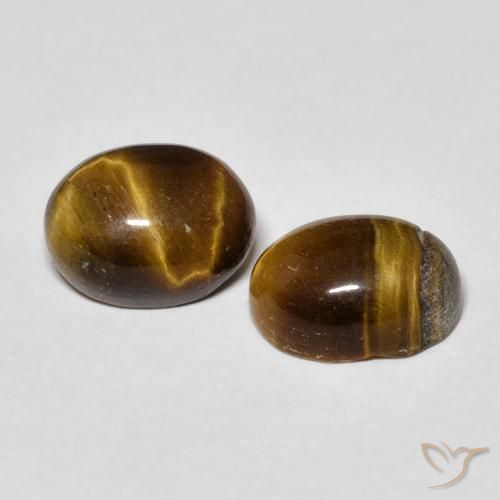 3.32 ctw Brown Tiger's Eye Stones, Natural Tiger's Eye in Oval Cabochon Shape for Sale