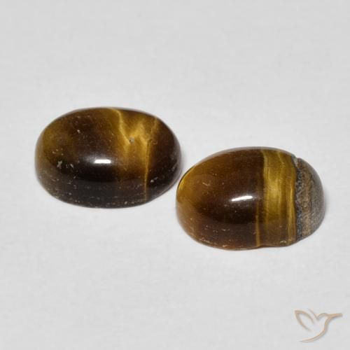 Tiger's Eye Gemstones in 8.3 x 6.4 mm Size for Sale, Tiger's Eye Stones in Warm Brown Color