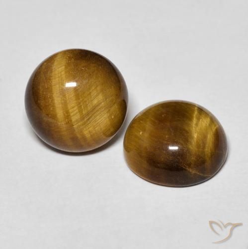 7.57 ctw Brown Tiger's Eye Stones, Natural Tiger's Eye in Round Cabochon Shape for Sale