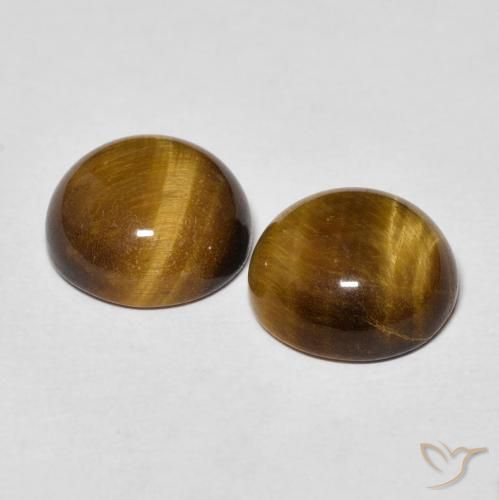 Tiger's Eye Gemstones in 10 mm (calibrated) Size for Sale, Tiger's Eye Stones in Medium Brown Color
