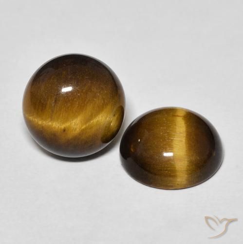 7.41 ctw Brown Tiger's Eye Stones, Natural Tiger's Eye in Round Cabochon Shape for Sale