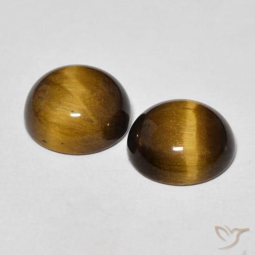 Tiger's Eye Gemstones in 10 mm (calibrated) Size for Sale, Tiger's Eye Stones in Medium Brown Color