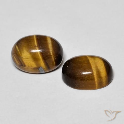 2.84 ctw Brown Tiger's Eye Stones, Natural Tiger's Eye in Oval Cabochon Shape for Sale