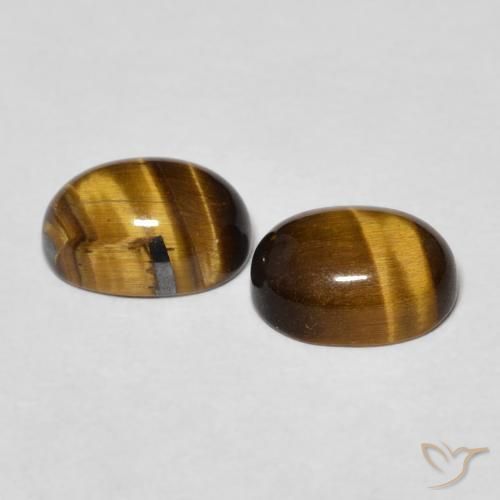 Tiger's Eye Gemstones in 8 x 6 mm (calibrated) Size for Sale, Tiger's Eye Stones in Golden Brown Color