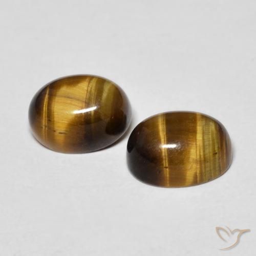 3.16 ctw Brown Tiger's Eye Stones, Natural Tiger's Eye in Oval Cabochon Shape for Sale