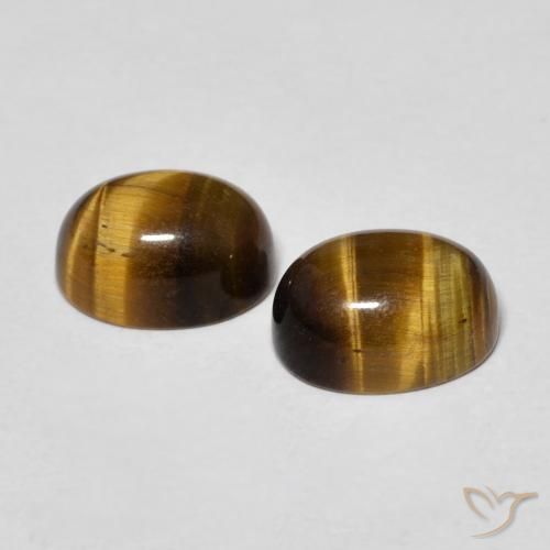 Tiger's Eye Gemstones in 8 x 6 mm (calibrated) Size for Sale, Tiger's Eye Stones in Yellowish Brown Color