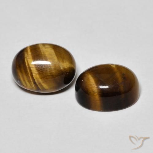 4.72 ctw Brown Tiger's Eye Stones, Natural Tiger's Eye in Oval Cabochon Shape for Sale