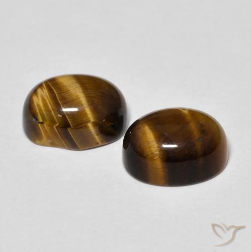 Tiger's Eye Gemstones in 9 x 7 mm (calibrated) Size for Sale, Tiger's Eye Stones in Warm Brown Color
