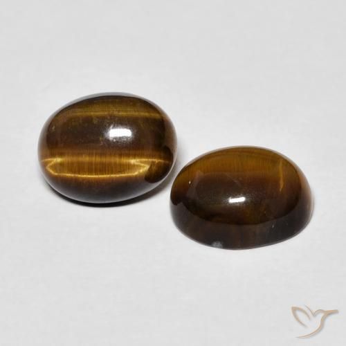 4.43 ctw Brown Tiger's Eye Stones, Natural Tiger's Eye in Oval Cabochon Shape for Sale