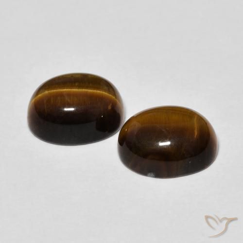 Tiger's Eye Gemstones in 9 x 7.5 mm Size for Sale, Tiger's Eye Stones in Medium Brown Color