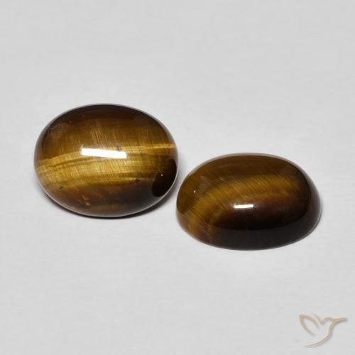 3.60 ctw Brown Tiger's Eye Stones, Natural Tiger's Eye in Oval Cabochon Shape for Sale