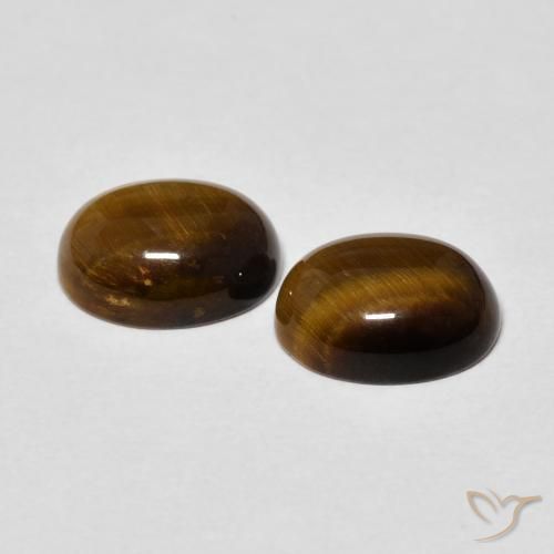 Tiger's Eye Gemstones in 9 x 7 mm (calibrated) Size for Sale, Tiger's Eye Stones in Golden Brown Color