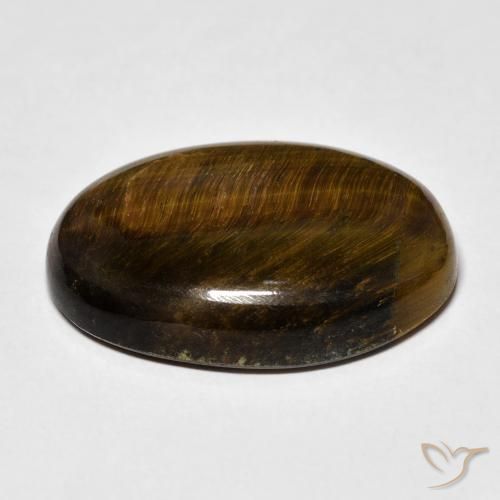 Tiger's Eye Gemstone in 25 x 18 mm (calibrated) Size for Sale, Tiger's Eye Stone in Medium Light-Brown Color