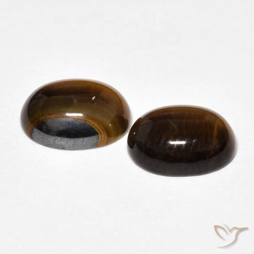 Tiger's Eye Gemstones in 9 x 7 mm (calibrated) Size for Sale, Tiger's Eye Stones in Warm Brown Color