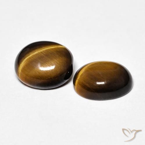 3.30 ctw Brown Tiger's Eye Stones, Natural Tiger's Eye in Oval Cabochon Shape for Sale