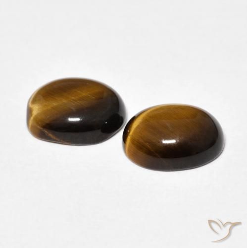 Tiger's Eye Gemstones in 9 x 7 mm (calibrated) Size for Sale, Tiger's Eye Stones in Medium Dark-Brown Color