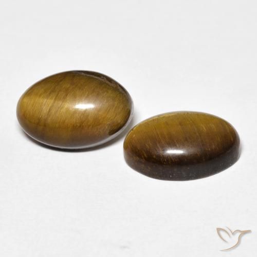 7.73 ctw Brown Tiger's Eye Stones, Natural Tiger's Eye in Oval Cabochon Shape for Sale