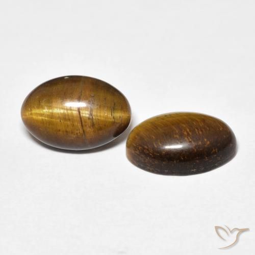 7.36 ctw Brown Tiger's Eye Stones, Natural Tiger's Eye in Oval Cabochon Shape for Sale