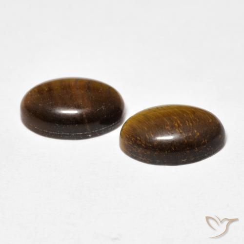 Tiger's Eye Gemstones in 12 x 8 mm (calibrated) Size for Sale, Tiger's Eye Stones in Medium Dark-Brown Color