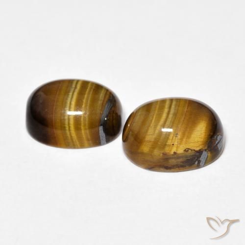 Tiger's Eye Gemstones in 9 x 7 mm (calibrated) Size for Sale, Tiger's Eye Stones in Medium Brown Color