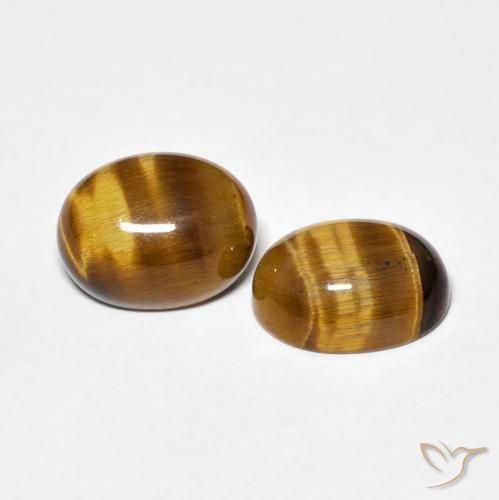 4.00 ctw Brown Tiger's Eye Stones, Natural Tiger's Eye in Oval Cabochon Shape for Sale