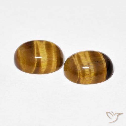 Tiger's Eye Gemstones in 9 x 7 mm (calibrated) Size for Sale, Tiger's Eye Stones in Medium Brown Color