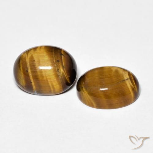 4.12 ctw Brown Tiger's Eye Stones, Natural Tiger's Eye in Oval Cabochon Shape for Sale