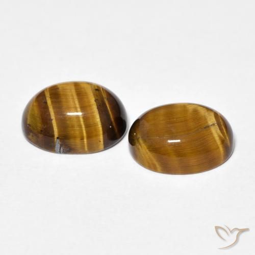 Tiger's Eye Gemstones in 9 x 7 mm (calibrated) Size for Sale, Tiger's Eye Stones in Yellowish Brown Color