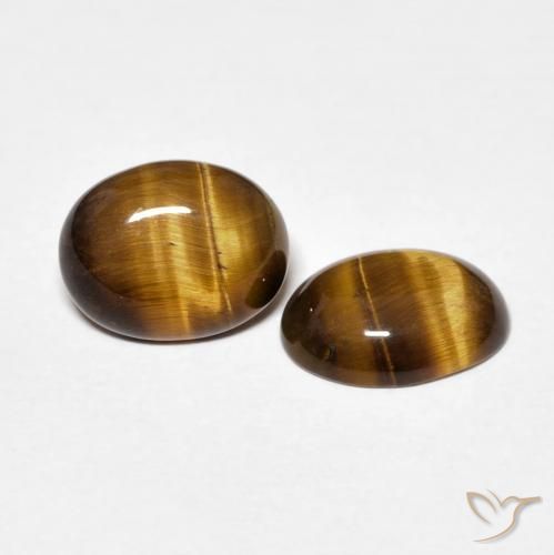 2.70 ctw Brown Tiger's Eye Stones, Natural Tiger's Eye in Oval Cabochon Shape for Sale