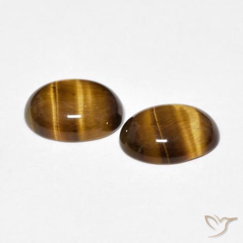 Tiger's Eye Gemstones in 9 x 7 mm (calibrated) Size for Sale, Tiger's Eye Stones in Warm Brown Color