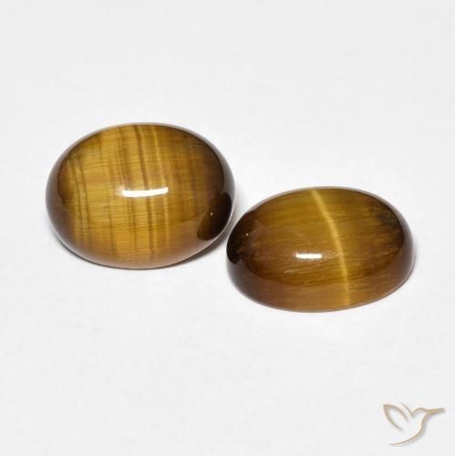 3.42 ctw Brown Tiger's Eye Stones, Natural Tiger's Eye in Oval Cabochon Shape for Sale