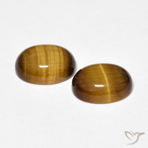 Tiger's Eye Gemstones in 9 x 7 mm (calibrated) Size for Sale, Tiger's Eye Stones in Yellowish Brown Color